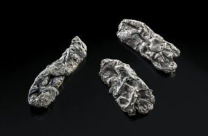 Morceaux de brai avec des empreintes de dents retrouvés sur le site palafittique d’Hornstaad, sur les rives du lac de Constance.