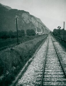Unused track used for grain cultivation around 1943.