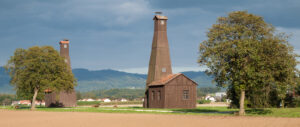 The drilling rigs of the Riburg saltworks in Rheinfelden near Möhlin, now a listed historic monument.