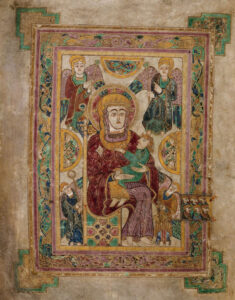 Artwork from the Book of Kells, likely also produced at Iona in the 8th or 9th century and considered the pinnacle of Irish book illumination.