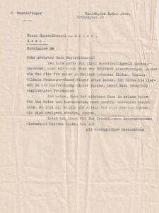 Lettre de Johanna Gundelfinger-Nahm à Alfons Bauer.
