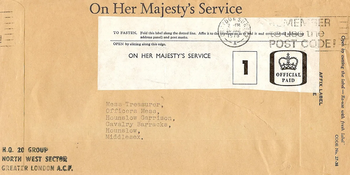 OMG! OHMS (On Her/His Majesty’s Service), letter from England, late 1970s.