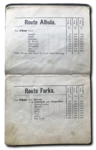 Unaffordable for ordinary folk: the prices charged by a Graubünden coachman in 1879.