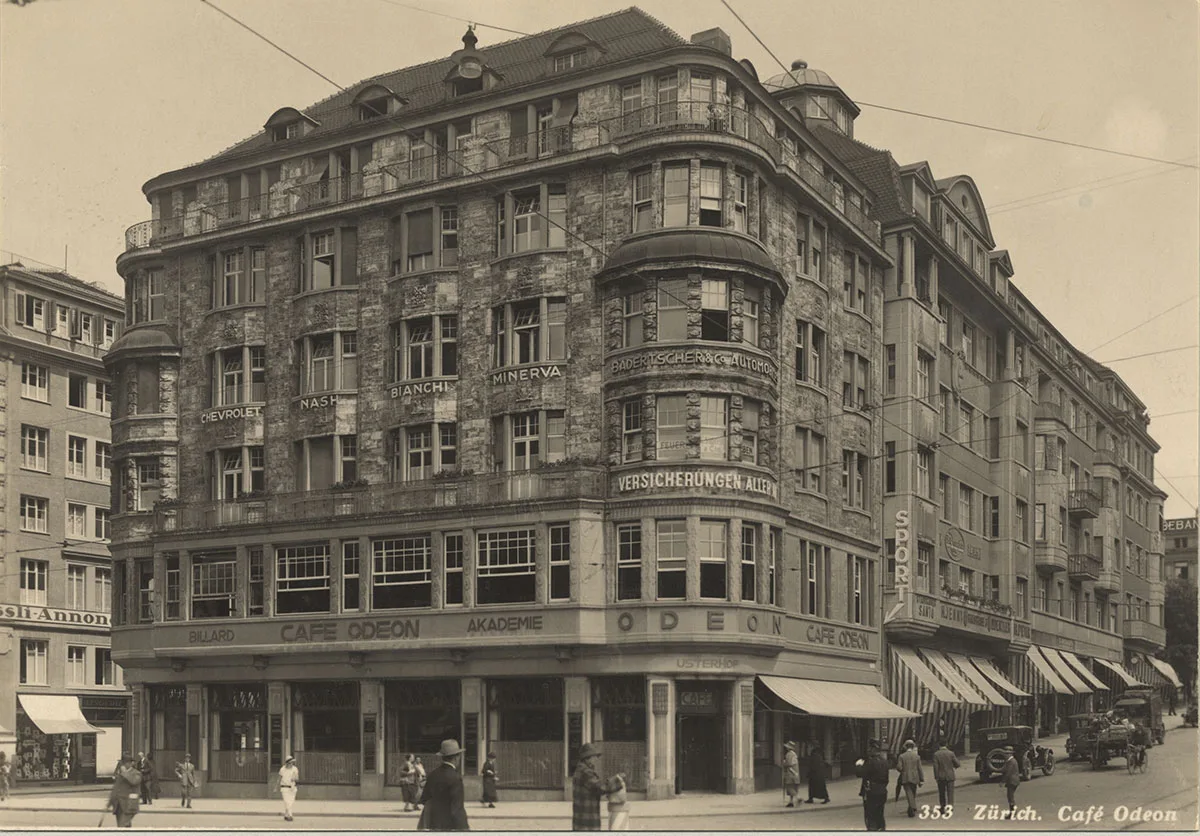 Postkarte mit dem Café Odeon, Datum unbekannt.