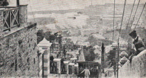 Carte postale du funiculaire Righi à Gênes, vers 1900.