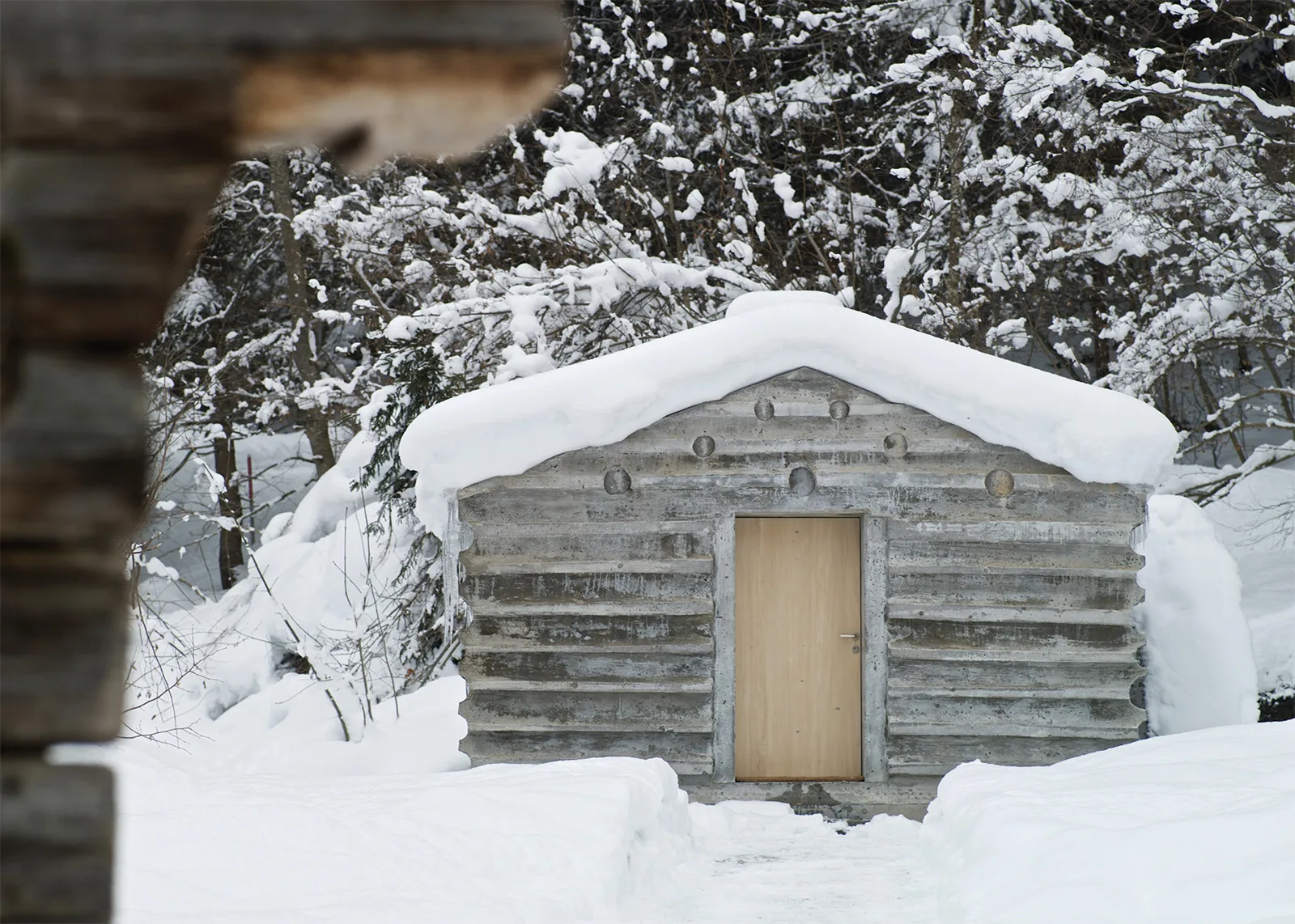 In Flims fordern Georg Nickisch und Selina Walder mit einem Chalet aus Beton Sehgewohnheiten heraus. Refugi Lieptgas, Flims 2012.