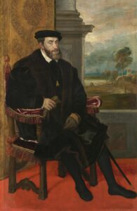 Emperor Charles V, painting (sketch) by Titian and his workshop assistant Lambert Sustris, 1548.