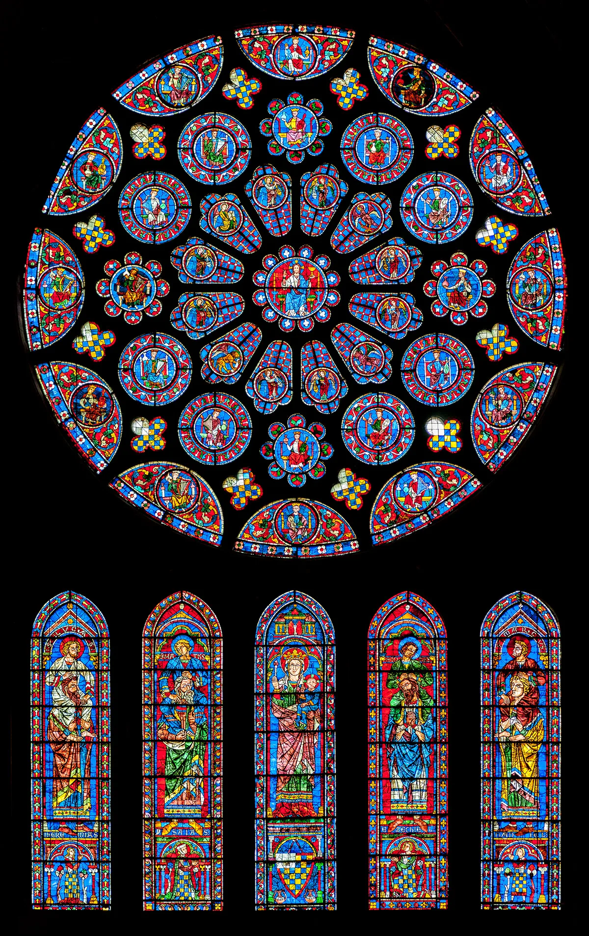 Kathedrale Notre Dame in Chartres, Glasfenster der Südseite, 1. Hälfte 13. Jahrhundert