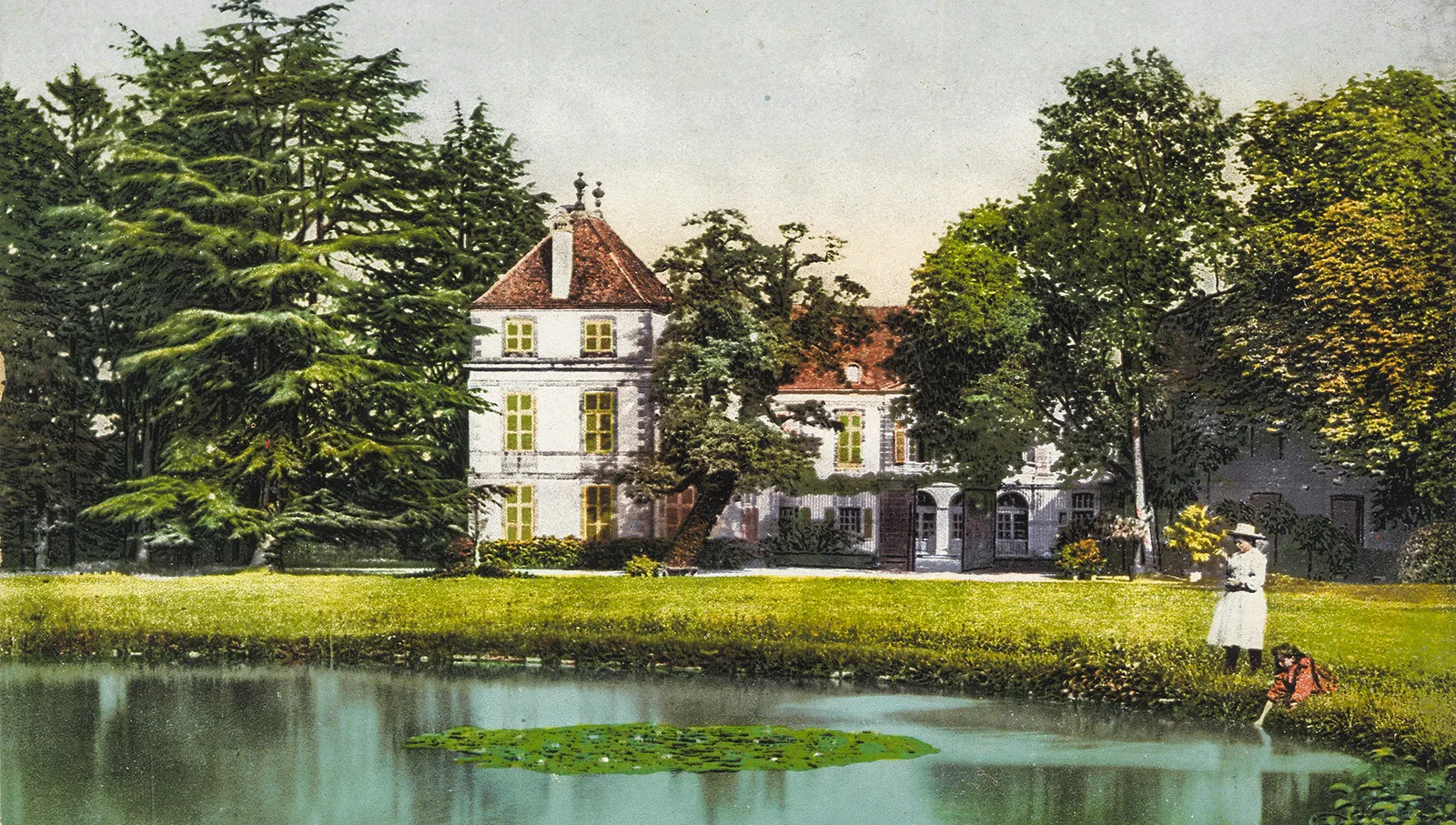 Schloss Coppet, Wohnsitz und Grabstätte von Suzanne Necker, ihrem Mann und ihrer Tochter, um 1920.