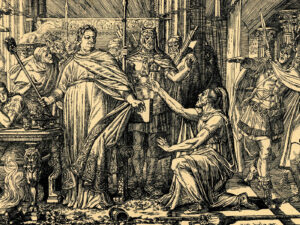«L’Helvétie sauvée par Claudius Cossus». Gravure de Karl Jauslin (1842-1904) datant de 1885.
