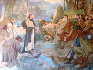 Columba converting the Picts. Mural by William Hole, ca. 1899.