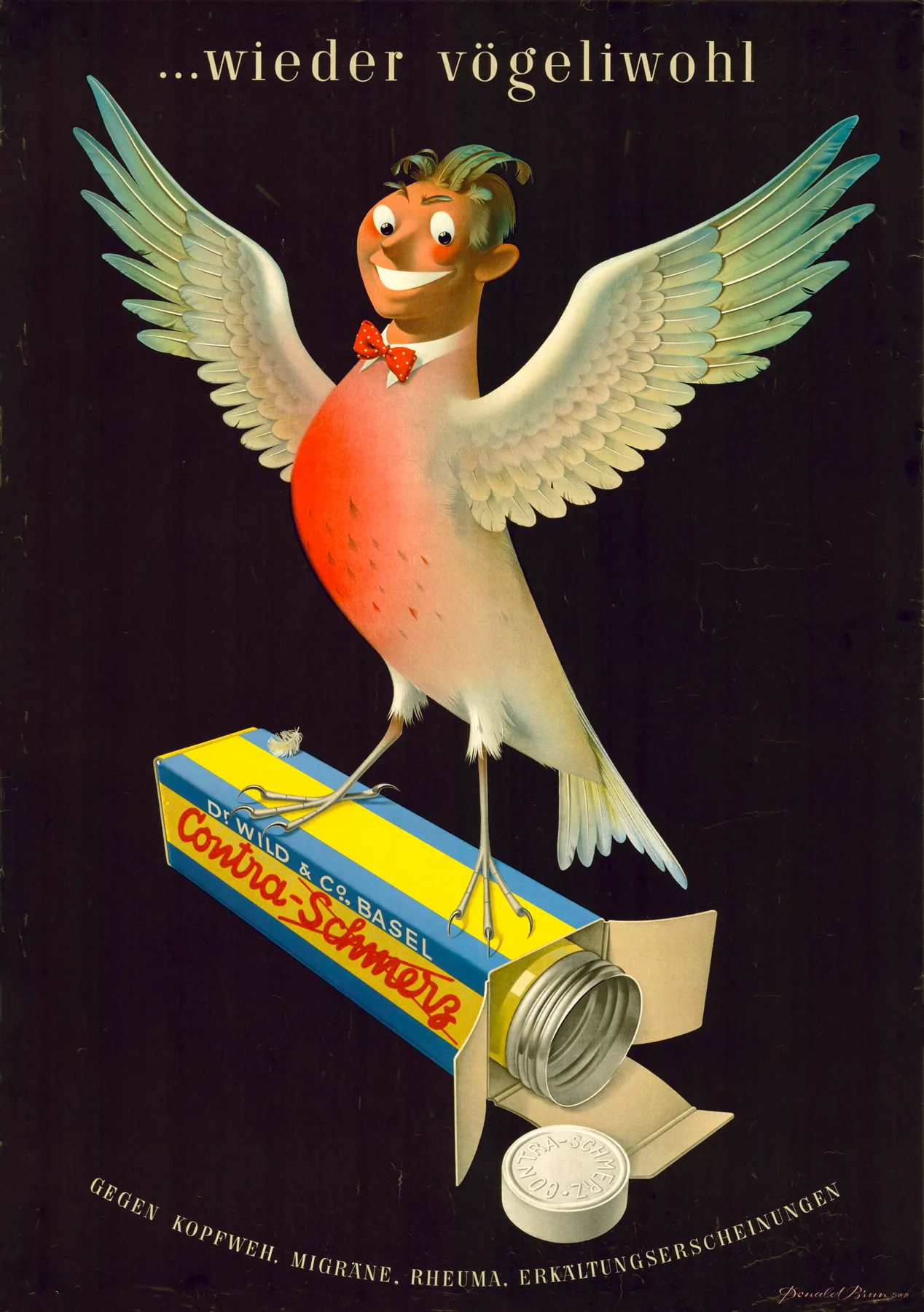 Werbung für das Schmerzmittel Contra-Schmerz, 1944.