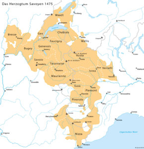 Le duché de Savoie vers 1475.