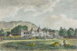 Le château de Waldegg, siège de la famille Besenval, vers 1780.