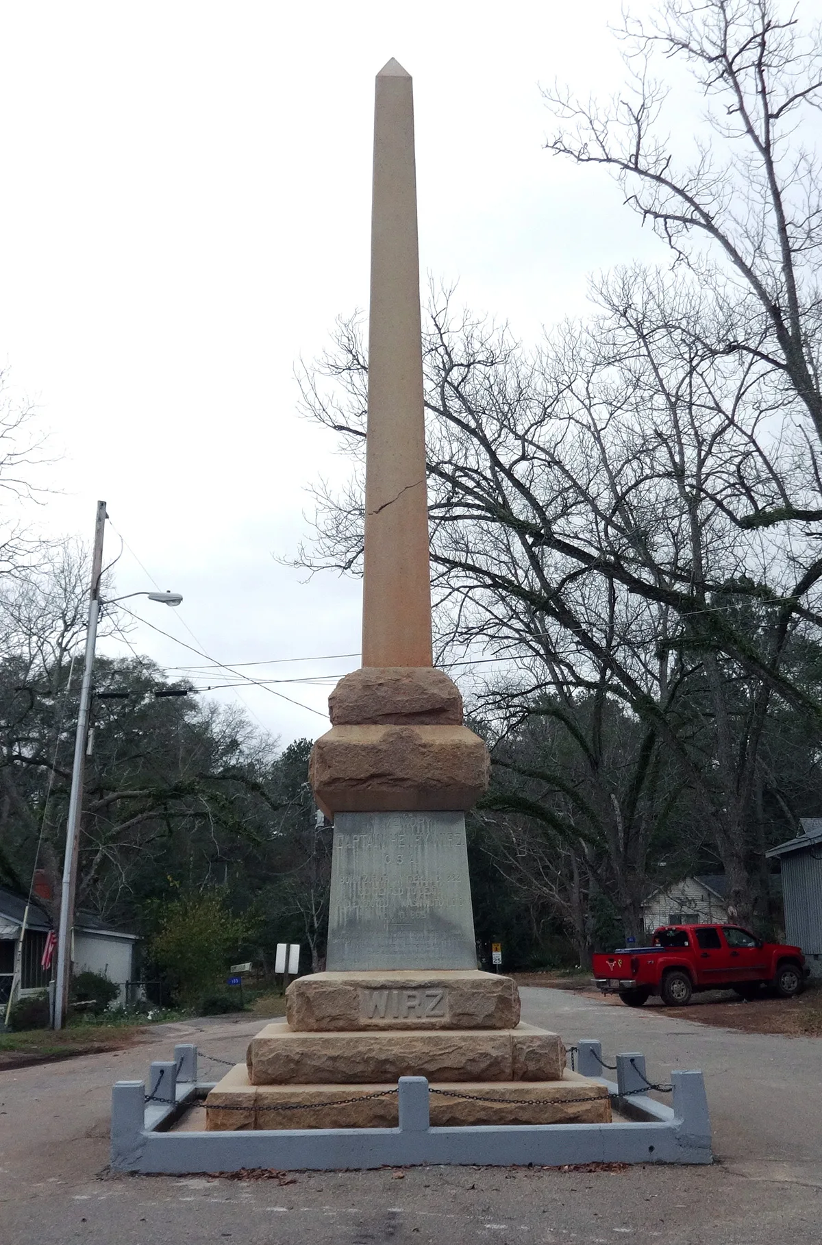 Denkmal für Herny Wirz in Andersonville, Georgia. Erstellt 1888.