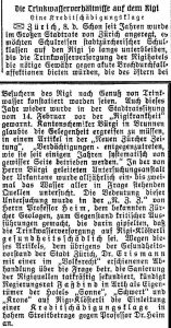 Artikel von 1914 in der Zeitung «Der Bund» über die Rigikrankheit und die Ankündigung einer Kreditschädigungsklage gegen Albert Heim.