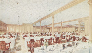 La salle à manger du Titanic pour les invités de seconde classe.