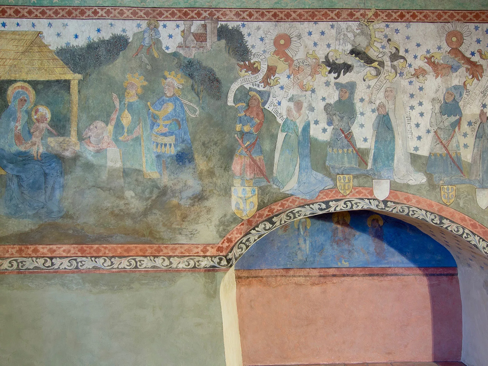 Memorialbild in der Kapelle mit der Grablege der Herren von Hohenklingen in der Kirche der ehemaligen Benediktinerabtei Sankt Georgen in Stein am Rhein, um 1420.