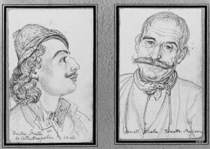 Two portraits of Greek refugees in Zurich. Drawings by Georg Ludwig Vogel, 1823.