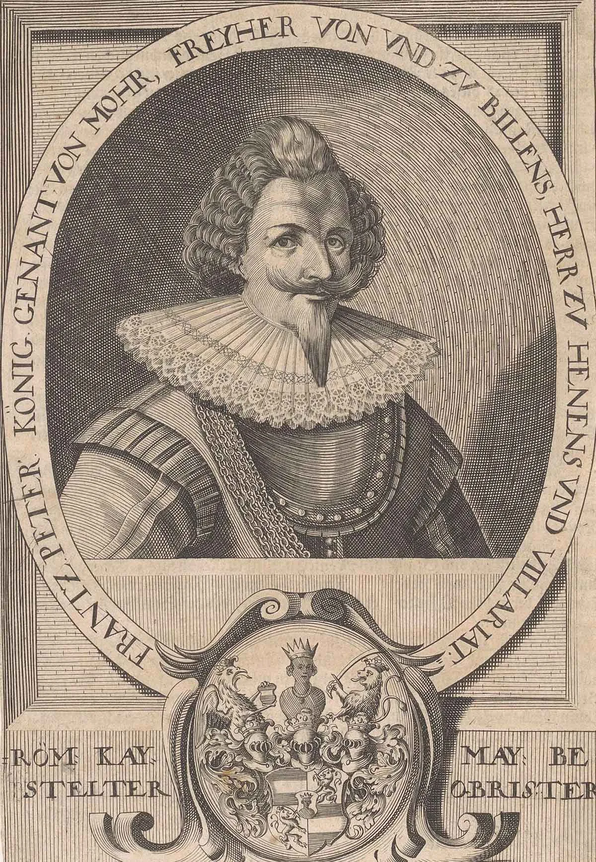 Kupferstich von Franz Peter König, wahrscheinlich von David Custos hergestellt, um 1630.