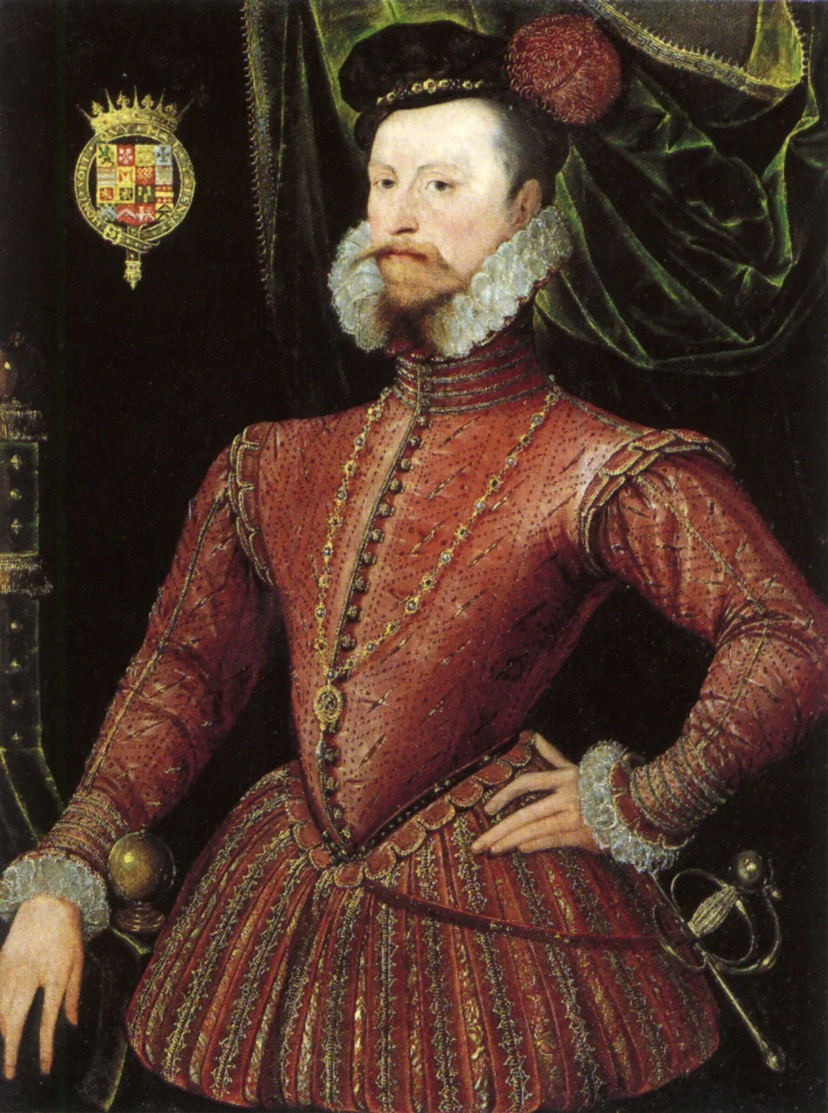 Bei der «spanischen Mode» trugen Männer, Frauen und Kinder ein Korsett. Porträt von Robert Dudley, Earl of Leicester, um 1575.
