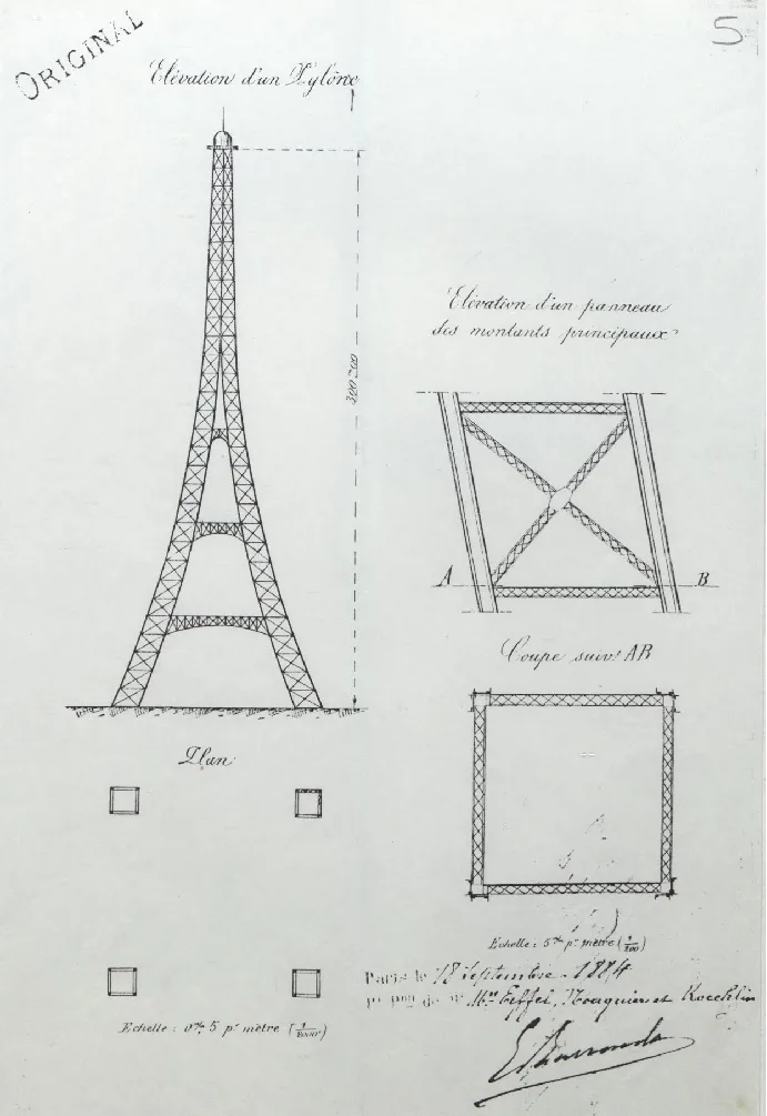 Documentation du procédé Koechlin: brevet numéro 164364, du 18 septembre 1884, signé par Koechlin, Nouguier et Eiffel.