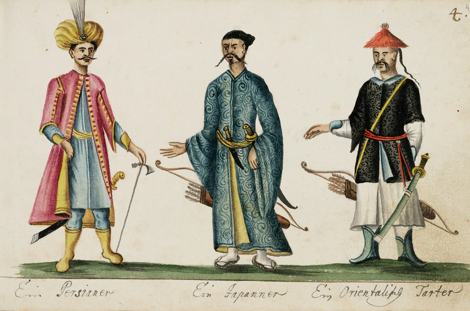 Georg Franz Müller, Ein Persianer, Ein Japanner, Ein orientalischer Tarter, in Georg Franz Müller, Reisebuch des Elsässer Weltreisenden Georg Franz Müller, zwischen 1669 und 1682.