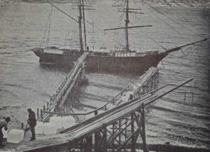 Embarquement de blocs de glace en Norvège, au XIXe siècle.
