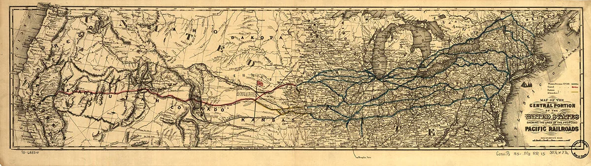 1868 endete die Eisenbahnlinie nach Westen in Omaha. Erst ein Jahr später war es möglich, mit dem Zug von Küste zu Küste zu reisen.