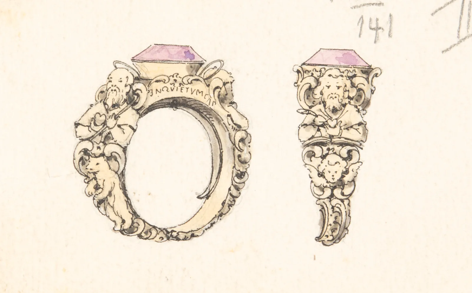 Entwurf eines Rings für Dr. Augustinus Egger, Bischof von St. Gallen, Atelier Bossard, 1882.