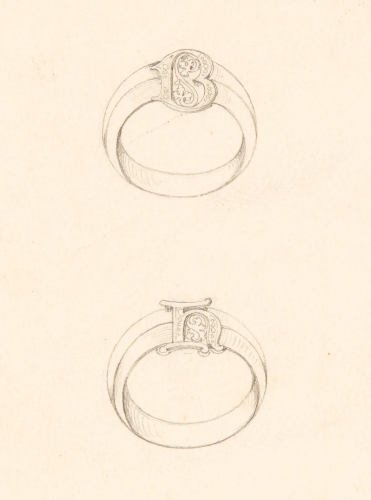 Entwurf für einen Ring im mittelalterlichen Stil, Atelier Bossard, 1868-1901.