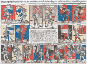 In gratitude for their support in the Pavia campaign, Pope Julius awarded the Confederates valuable banners made of silk, so-called "Julius banners". Commemorative page in the Stumpf Chronicle of 1534.
