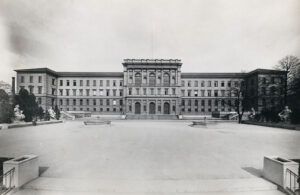The Federal Polytechnic School, now ETH Zurich, built in 1855 by Gottfried Semper (1803–79), photographed circa 1930. Franscini wanted to create a federal university, a place of study that would bolster national cohesion by encouraging cultural exchange. However, his plans were scuppered by opposition from the cantons with universities already under their control and resistance to educational federalism. Franscini had to make do with the foundation of the Federal Polytechnic School, an institution of lesser status at that time.
