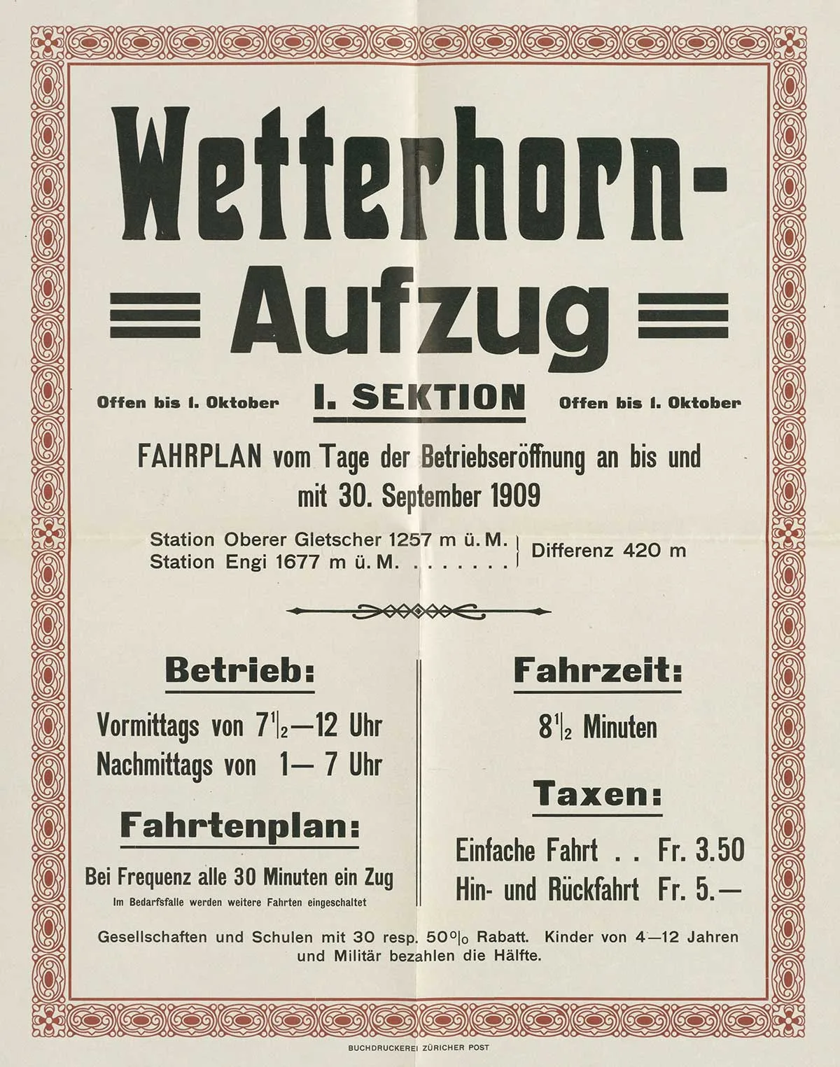 Fahrplan 1908/09.