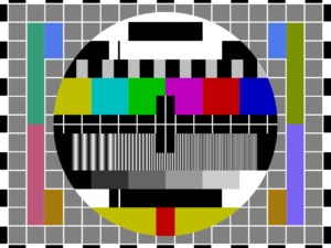 Philips PM5544 colour test card, developed in the late 1960s. This test pattern presumably served as the model for the Swiss test card.