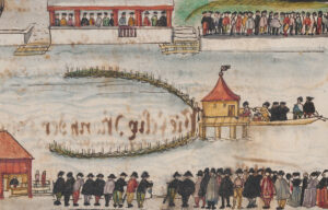 Anabaptist Felix Manz, who also features in Margret Hottinger’s testimonies, being drowned in the Limmat river on 5 January 1527.