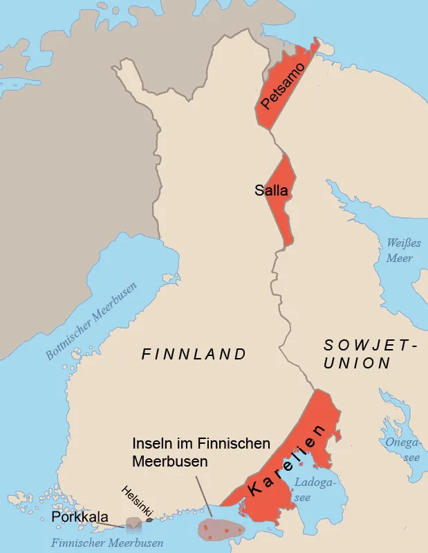 Nach dem Fortsetzungskrieg musste Finnland mehr Land an die Sowjetunion abtreten, als nach dem Winterkrieg.