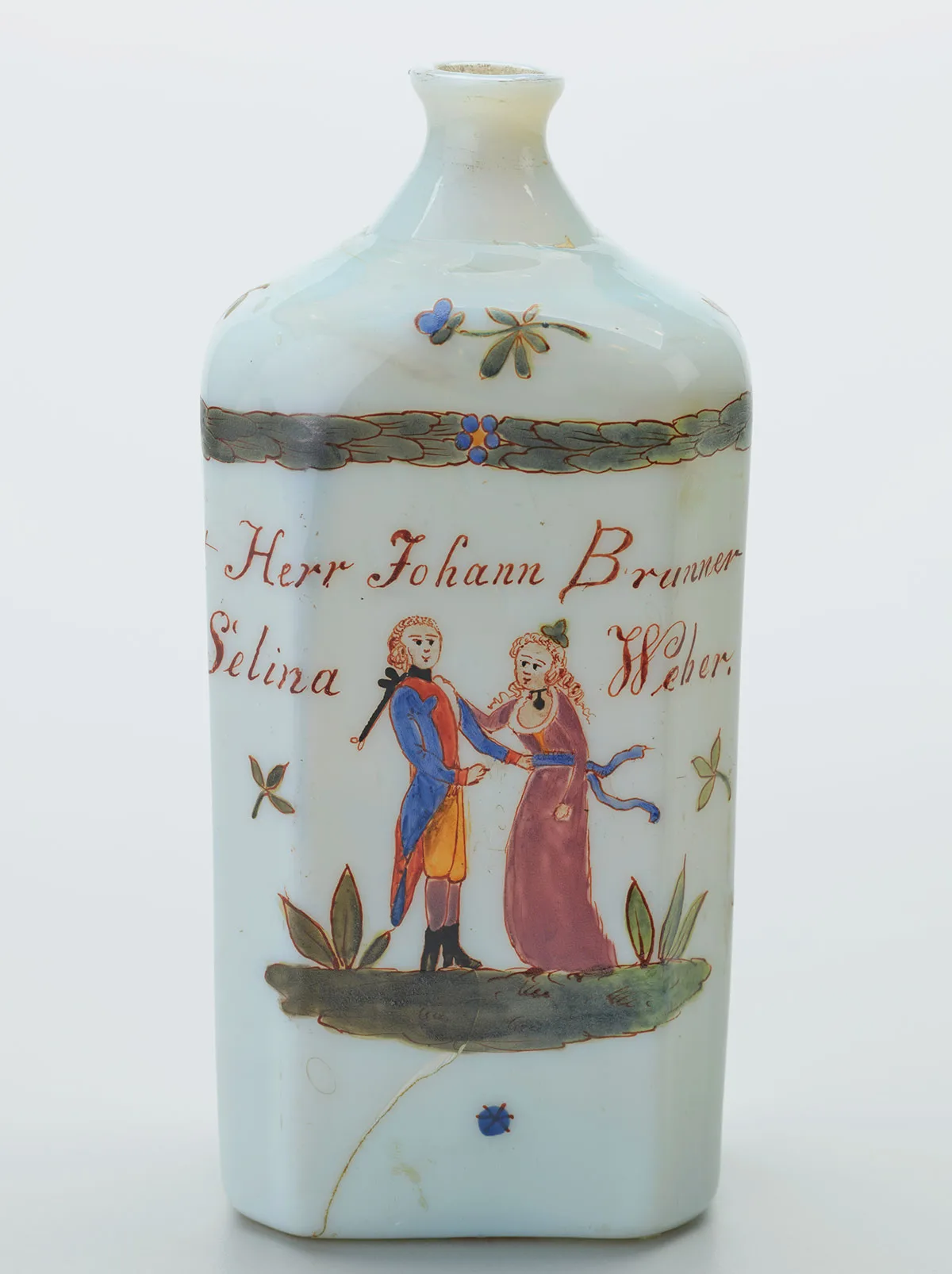 Milchglas bemalt, 1801, Prättigau.