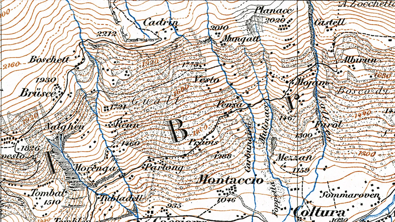 Ausschnitt aus der Karte LT TA 520 "Maloja", 1906.