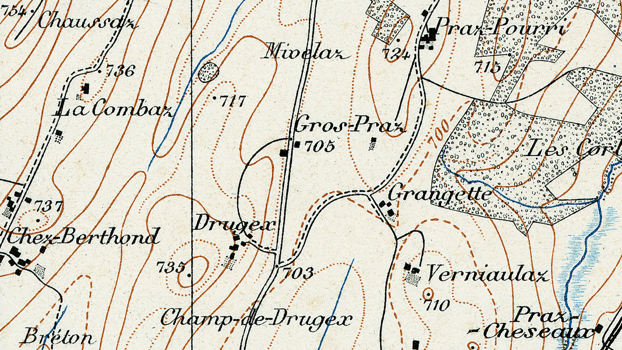 Mivelaz, Praz-Pourri, Verniaulaz und Co.: Patois-Elemente in der Siegfriedkarte, 1910.