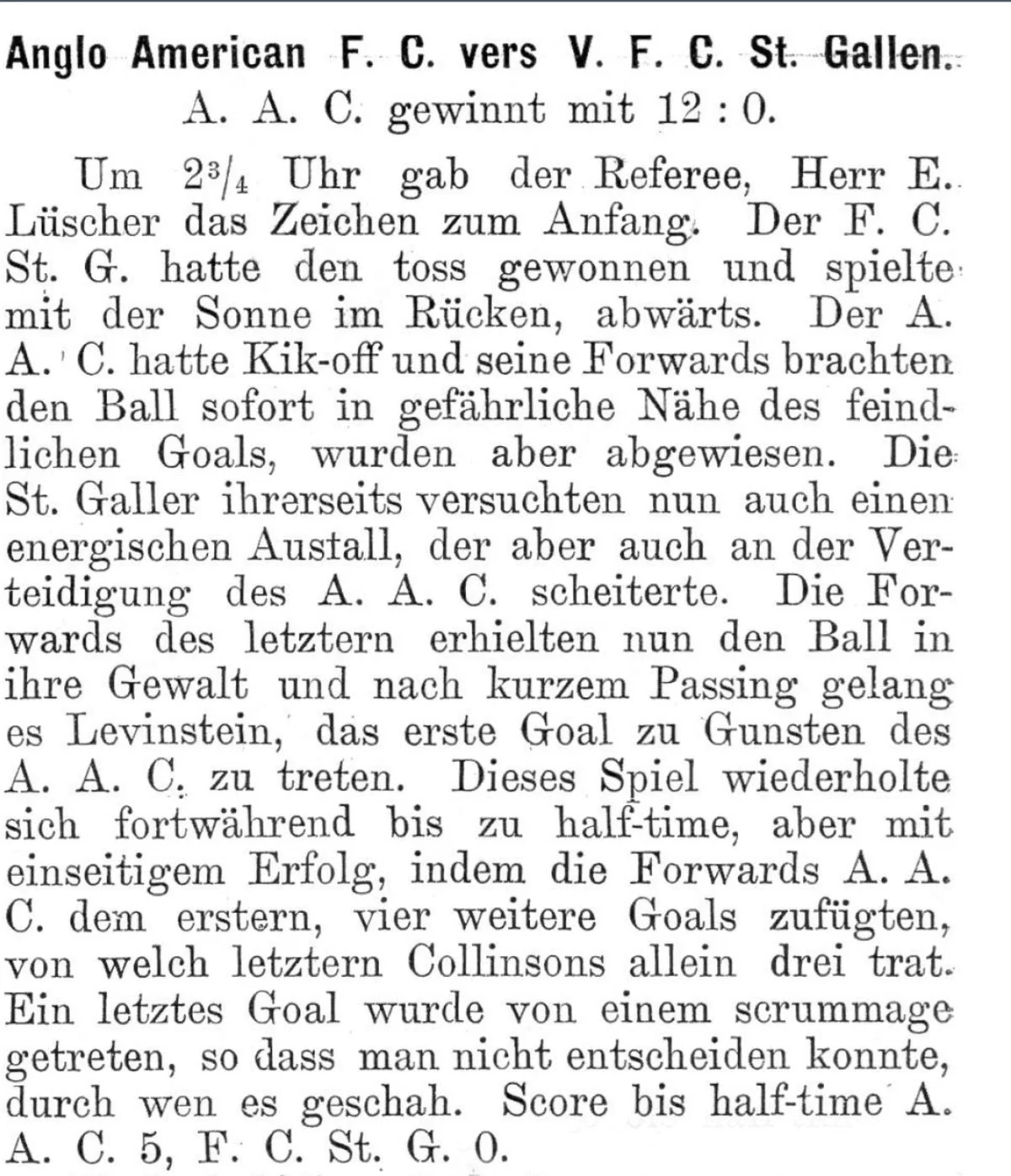 Anglizismen à gogo: Artikel aus dem Schweizer Sportblatt, November 1898.