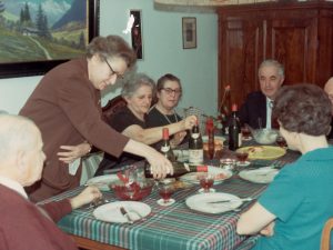 Alcohol consumption is often synonymous with conviviality. Photo from a family album, 1960s.