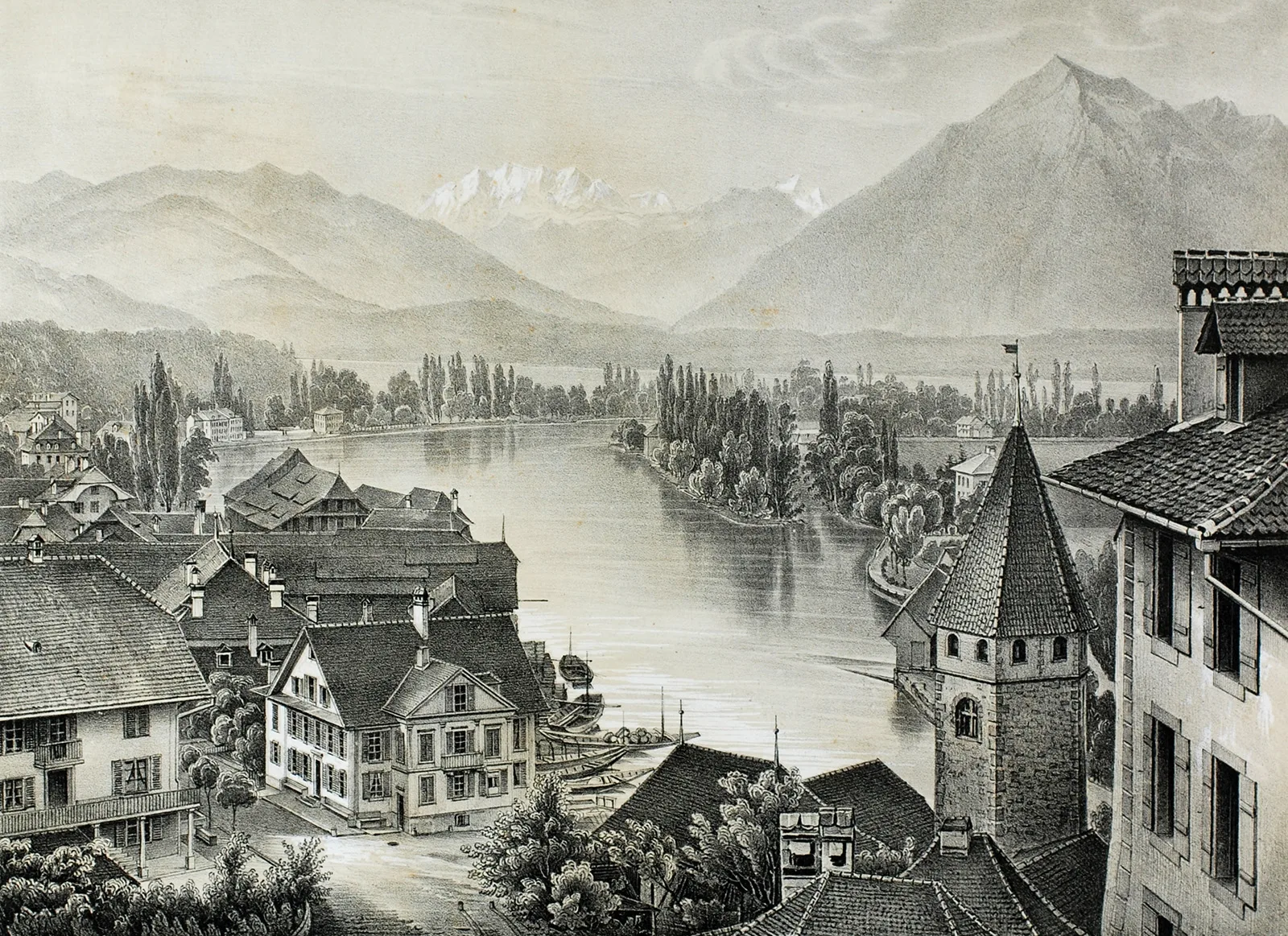 Ansicht aus Möllingers Mappenwerk: Thun, 1844.