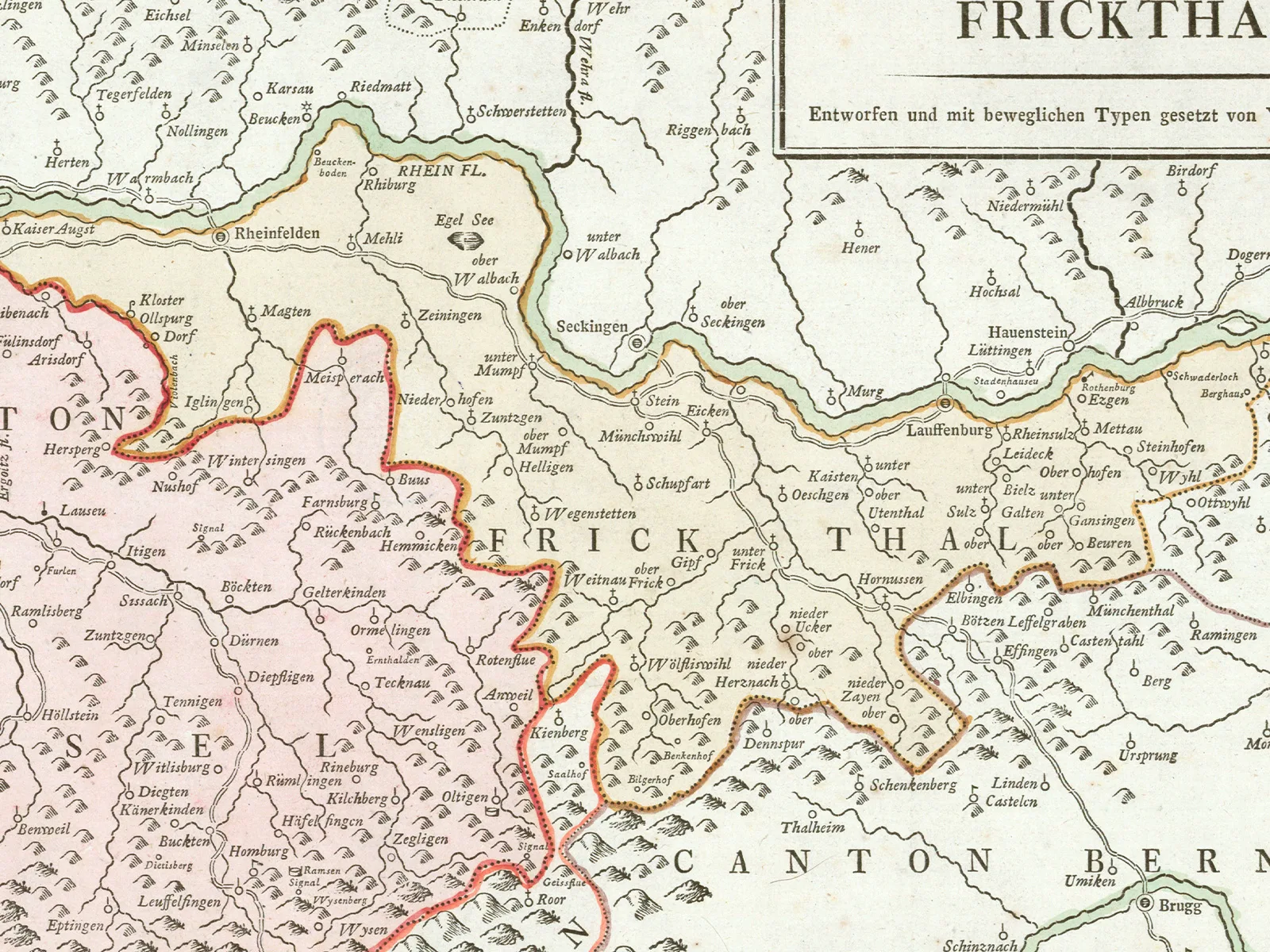 Die Landschaft Basel und das Frickthal auf einer von Wilhelm Haas in Basel entworfenen und gedruckten Karte, 1798.