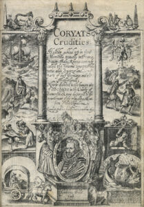 Frontispiece to Thomas Coryat’s account of his travels, edition of 1611.