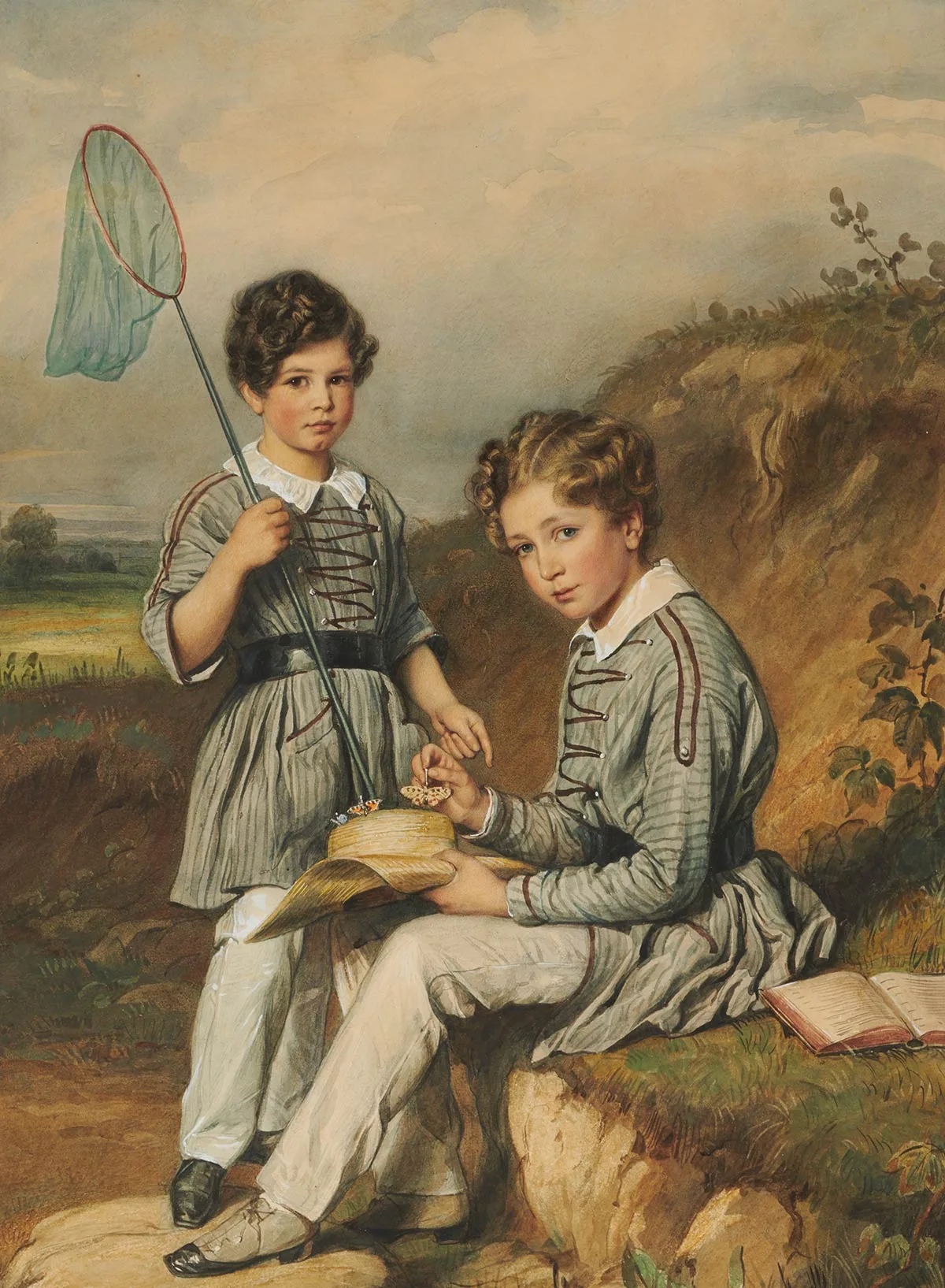 Walther (links) und Hans von Hallwyl, porträtiert von Johann Friedrich Dietler, 1848.