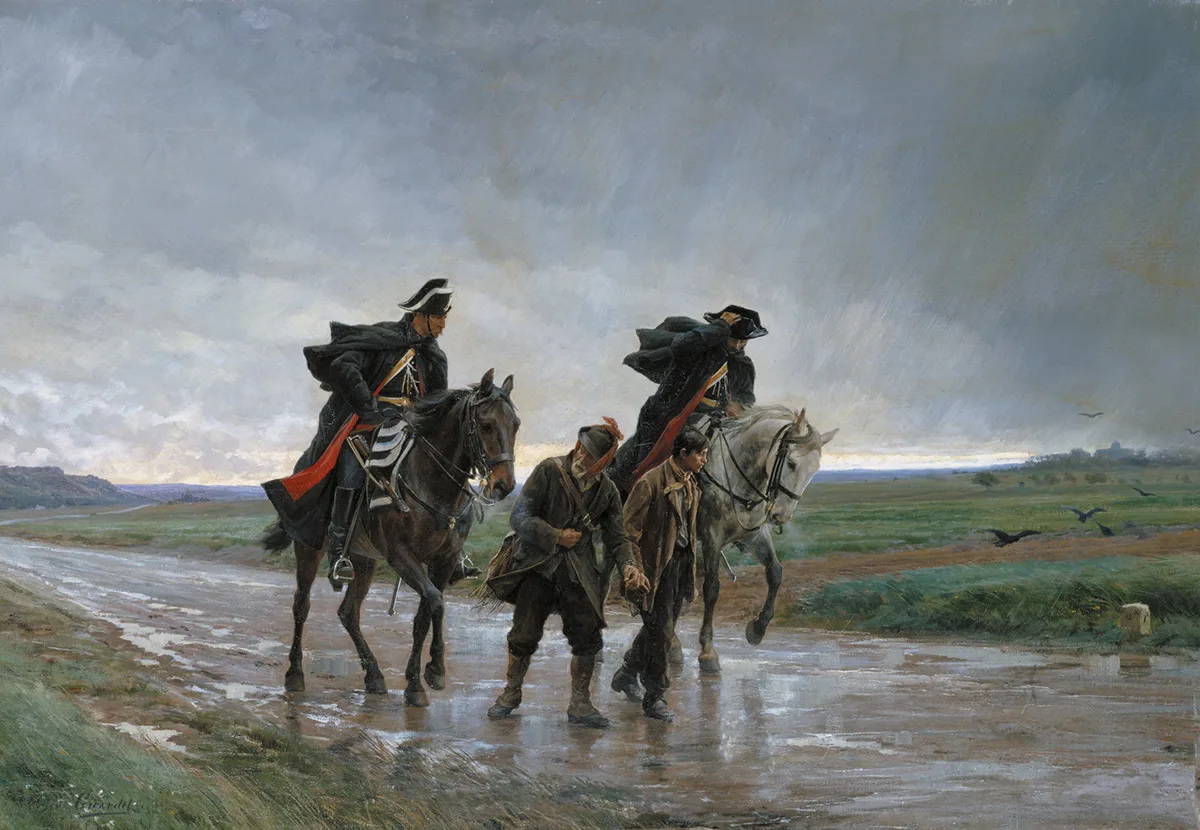 Bild des Gemäldes "Les gendarmes" von Eugène-Alexis Girardet, 1884.
