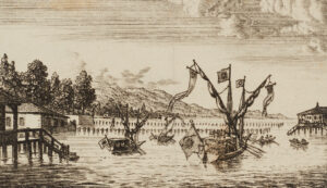 Le port de Genève tel qu'il est représenté à la fin du XVIIIe siècle.