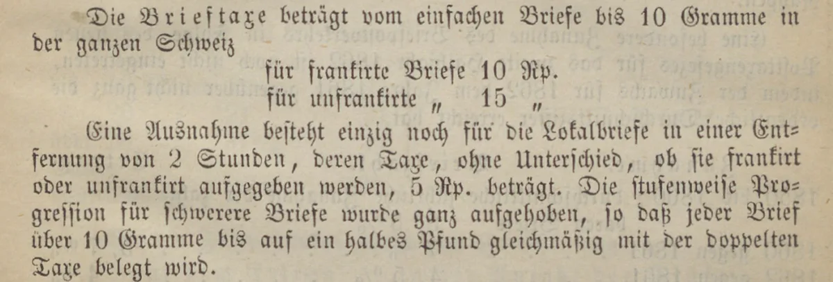 Auszug aus dem Geschäftsbericht der Post von 1862.