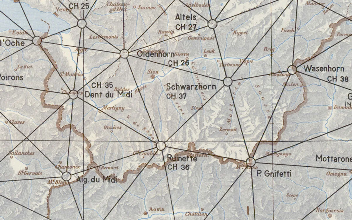 Weg von der Karte: Der Gipfel La Ruinette ersetzte die Rosablanche als Fixpunkt-Standort im Triangulationsnetz von 1962.